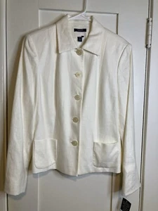 NWT Chaps Ivory/Pearl Linen Blazer Women’s 12 - Picture 1 of 12