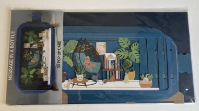 Tarjeta de mensaje en botella (LSX) 3D emergente cortada con láser plantas gatos Foto 1 de 3