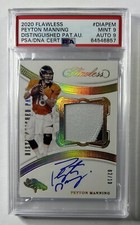 2020 Peyton Manning FLAWLESS 2 Color PATCH On Card AUTO Gold /10 PSA 9 Mint