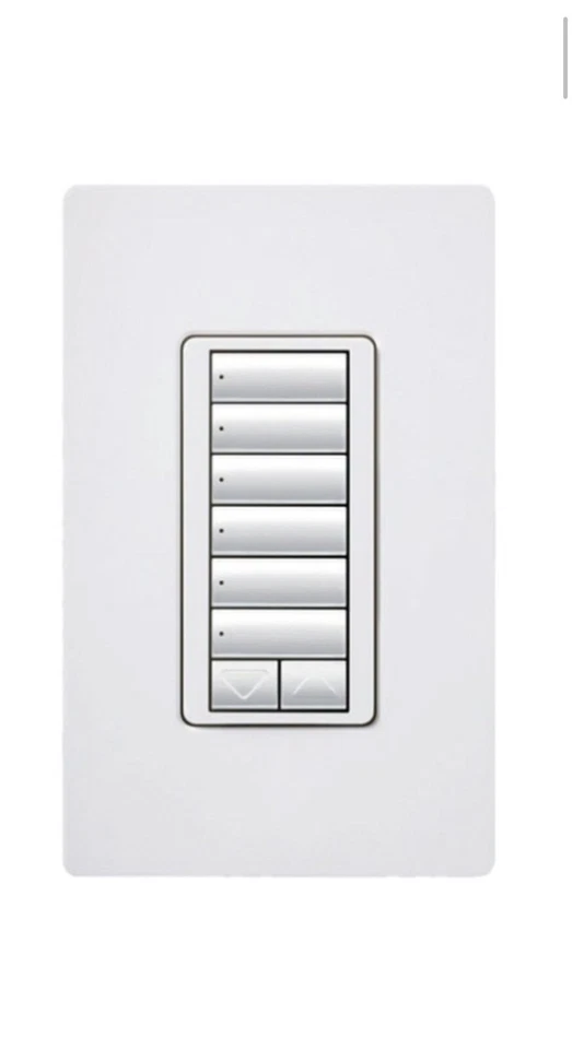 NEW Lutron RRD-HN6BRL-WH RadioRA2, 6 Button Hybrid Keypad w/ Raise & Lower White - Image 1 of 1