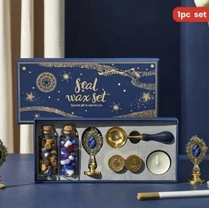Juego de sellos de cera con cabezal de sello de vela de cera y opciones de cera juego de caja de regalo - Imagen 1 de 7