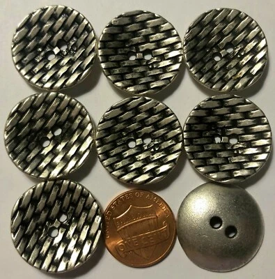 8 botones tejidos cóncavos de metal tono plata envejecido aspecto coser 7/8" 23 mm 5762 Foto 1 de 3