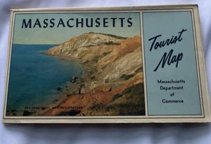 Vintage Massachusetts Tourist Map Guide Dept Of Commerce Gay Head Cliffs Cover - Picture 1 of 13