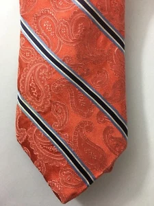 Michael Kors Men's Tie in 100% Silk with Stripes & Paisley Pattern with FLAW - Picture 1 of 10