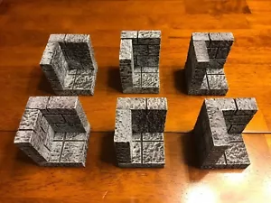 Dungeon Corner Wall Modular Tile Set 28mm Dungeons & Dragons Pathfinder Terrain - Picture 1 of 4