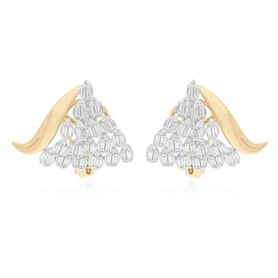 0.80 Ct Lab Grown CVD Baguette Diamond Earrings Jewelry 14k Yellow/White Gold - Image 1 of 4