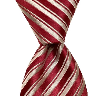 Corbata de hombre CHARVET 100 % seda FRANCIA diseñador de lujo a rayas rosa/blanco usada en excelente estado Foto 1 de 3