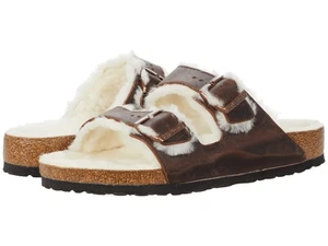Birkenstock Herren Arizona Lammfell Sandalen Habana/Natur Hellbraun Gr. 10 M US EU 41 - Bild 1 von 6