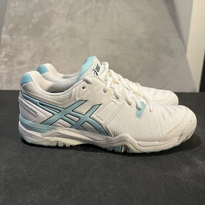 Asics GEL-CHALLENGER Shoes Womens Size 10.5 White Blue Tennis Court E554Y - Image 1 of 4