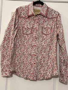 Cowgirl Legend Langarmshirt Damen X-Large rot Blumen Perlen Druckknopf Western - Bild 1 von 16