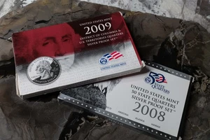 2008 S & 2009 S Silver 50 State Quarters & US Territories Quarters Proof COA's - Picture 1 of 9