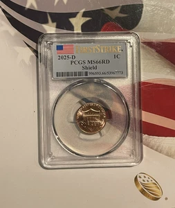2025-D PCGS Lincoln Shield Cent MS66RD MS-66 Red       First Strike - Picture 1 of 2