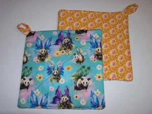 Almohadilla caliente de cocina con estampado de hadas de zarigüeya NUEVA idea de regalo navideño hecha a mano - Imagen 1 de 4