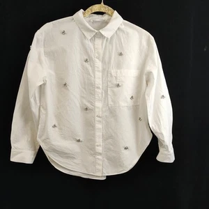 Zara Poplin Blouse with Rhinestone Clusters - Juvenile Size 11-12 - Picture 1 of 8