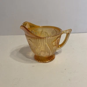 Vintage Jeanette Glass Handled Creamer Iris & Herringbone Depression Glass - Picture 1 of 6