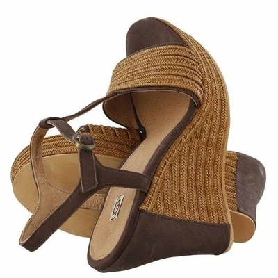 UGG Women's Fitchie Wedge Sandal Chocolate New 9 - Image 1 of 4