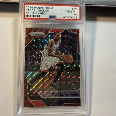 2016 Panini Prizm Mosaic Pascal Siakam #72 Red Rookie RC Pacers PSA 10 Gem Mint - Image 1 of 2