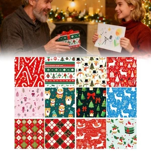 Christmas Wrapping Paper Sheets 12 Assorted Festive Designs Wrap - Bild 1 von 12