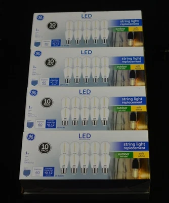 4-10 Packs GE LED 1Watt Soft White String Light Replacement S14 Outdoor (40) - Image 1 of 2
