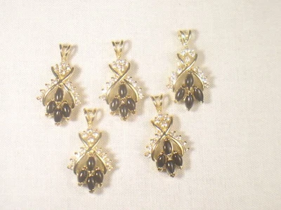 5 COLGANTES ÓNIX DISEÑADOR PIEDRA PRECIOSA VINTAGE CON CRISTALES DE SWAROVSKI 213X-175 Foto 1 de 4