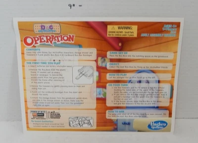 Hasbro Doc McStuffins Operación Juego de Mesa Repuesto Instrucciones Pieza Pieza Foto 1 de 2