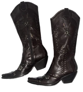 BCBGirls Brown BCBG Leather Western Cowboy-girl Boots Womens USA 9.5 EU 39 1/2 - Picture 1 of 11