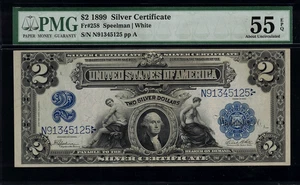 1899 $2 Silver Certificate FR-258 - Mini Porthole - Graded PMG 55 EPQ - Picture 1 of 2