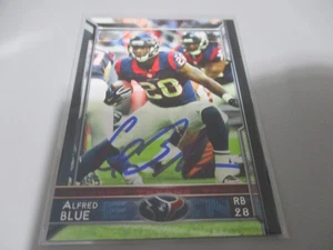 ALFRED BLUE 2015 TOPPS NFL SIGNED CARD IP TEXANS RB #59 - Picture 1 of 1