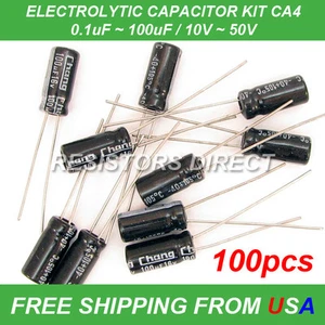 100pcs 10 Value Electrolytic Capacitor Kit Assortment 0.1~100uF 10~50V CA4 - Picture 1 of 1