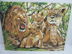 Pintura terminada por número arte PBN Lion Pride Family completada 12x15 - Imagen 1 de 5