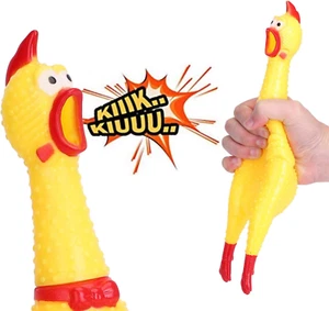 Giocattolo per Cani Pollo Urlante in Gomma Giallo Decompressione Cigolante Picco - Foto 1 di 12