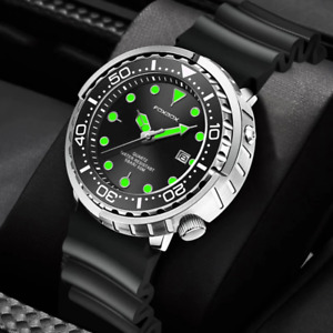 New Men Watch Automatic Date Silicone Strap Sport Watch Men Waterproof Rotatable