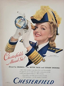1941 Chesterfield Zigarettendruck Werbung Seemann Mädchen Pinup LIFE Farbe - Bild 1 von 2