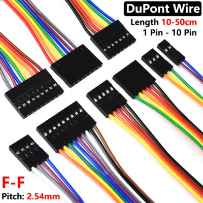 DuPont Line 2.54mm Ribbon Connector Wire Cable F-F 10/15/20/30-50cm 1Pin - 10Pin - Image 1 of 4