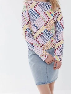 CHAMPION x SUSAN ALEXANDRA Reverse Weave Allover Print Crew Neck Sweatshirt XS - Picture 1 of 12