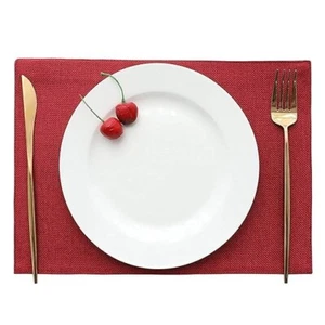 Jute Fabric Dining Table Placemats-12x18 in (pack of 6) - Picture 1 of 5