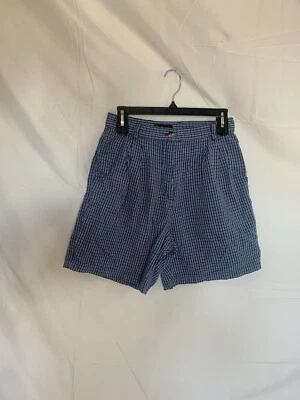 Pantalones Cortos Style & Co Vintage Cintura Alta Azul Cuadros 100% Algodón Foto 1 de 4