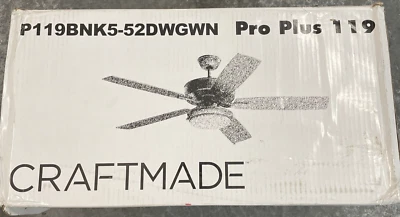 Craftmade Lighting P119BNK5-52DWGWN Pro Plus 119 Series - 52 Inch 5 Blade - Image 1 of 4