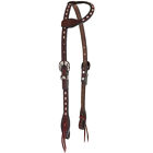 Western Brown Leather One Ear Style Headstall with Buck stitch & Leather Ties