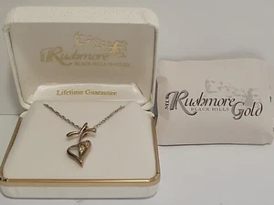 Vintage Rushmore Black Hills Gold Kreuz in Herz 18" Halskette Orig Box 925 Kette  - Bild 1 von 11