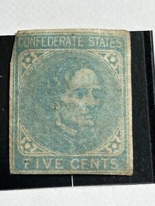 US stamp Confederate States 1862 Jefferson Davis 5c / NG / EL353