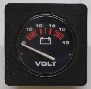 Teleflex Voltage Square Black/Red 8-18 Volt Gauge - Picture 1 of 3