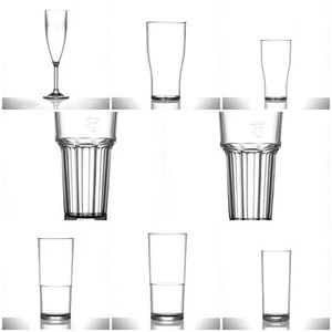 ELITE Solid Plastic Glasses Reusable Strong Polycarbonate CE MARKED UK MADE - Picture 1 of 26