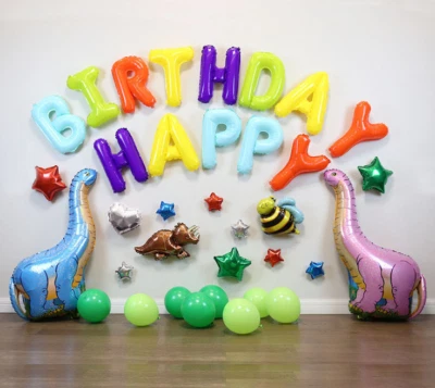 Globos de papel aluminio de dinosaurio decoraciones de fiesta de cumpleaños grandes dinosaurios helio conjuntos de decoración Reino Unido Foto 1 de 4