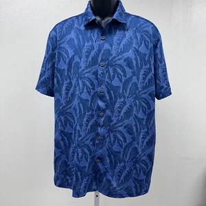 Tommy Bahama IslandZone Button Up Palm Tree Print Shirt Blue Large - Picture 1 of 10