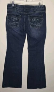 Silver Jeans Womens 31 Aiko Bootcut Dark Wash Western Thick Stitch Low Rise - Picture 1 of 13