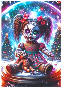 CREEPY AF SNOW GLOBE * Custom ACEO * Fun Novelty * Art Card * ATC - Picture 1 of 1