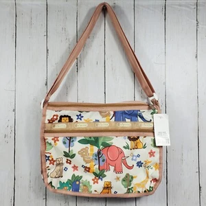 Vintage LeSportsac Animal Print Crossbody Bag Elephant Monkey Multicolor NWT  - Picture 1 of 19