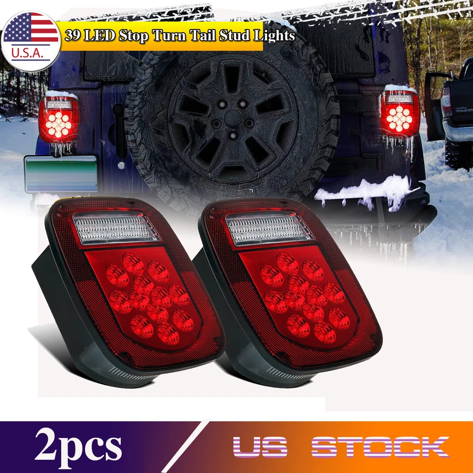 2X LED Tail Lights Rear Brake Lamps Turn Stop Reverse for Jeep Wrangler TJ CJ JK Foto 1 de 4