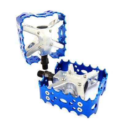 Pedal de bicicleta Wellgo BMX MTB Bear Trap III Old School 9/16", 1/2" azul dorado plateado Foto 1 de 4